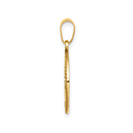 14k Yellow Gold Tree of Life Pendant with Beaded Circle Border and Celtic Openwork Design