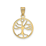 14k Yellow Gold Tree of Life Pendant with Beaded Circle Border and Celtic Openwork Design