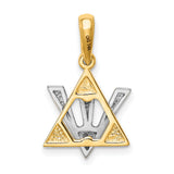Star Of David Shin Symbol Charm Pendant in Real 14k Multi-Tone Gold