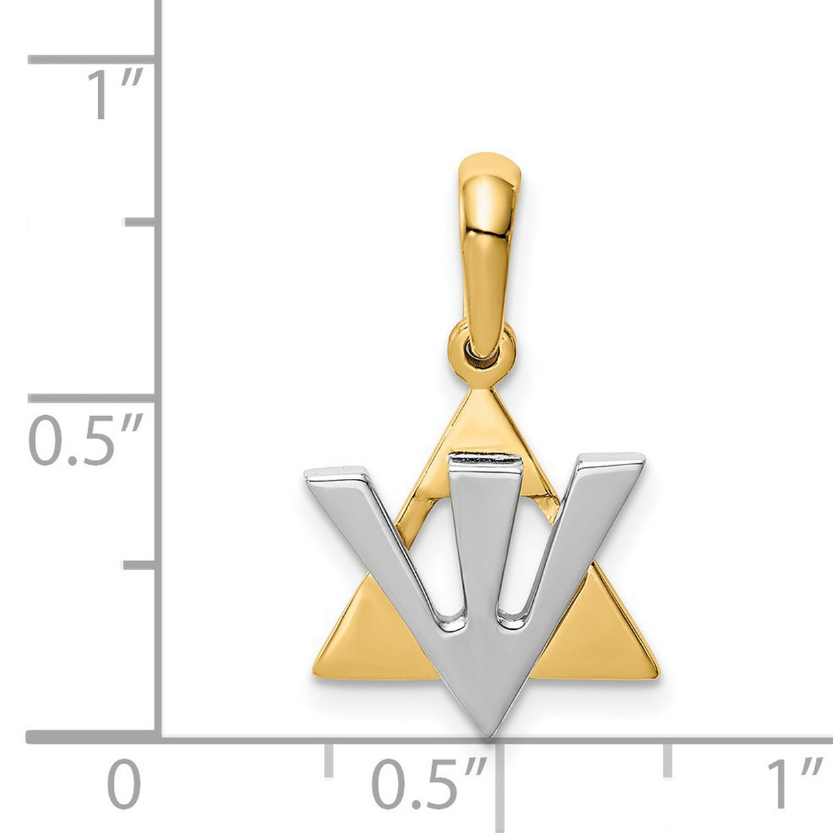 Star Of David Shin Symbol Charm Pendant in Real 14k Multi-Tone Gold