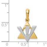Star Of David Shin Symbol Charm Pendant in Real 14k Multi-Tone Gold