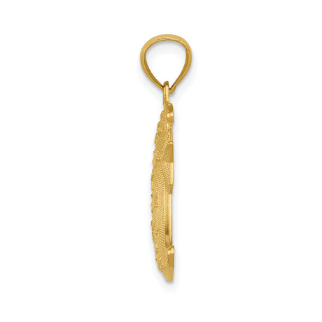 14k Yellow Gold Crescent Moon and Star Pendant, Textured Celestial Jewelry for Women and Unisex