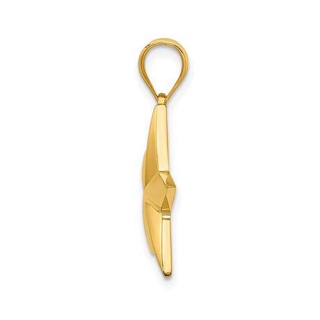 14k Yellow Gold Star Pendant with Three-Dimensional Polished Design, Celestial Charm for Women