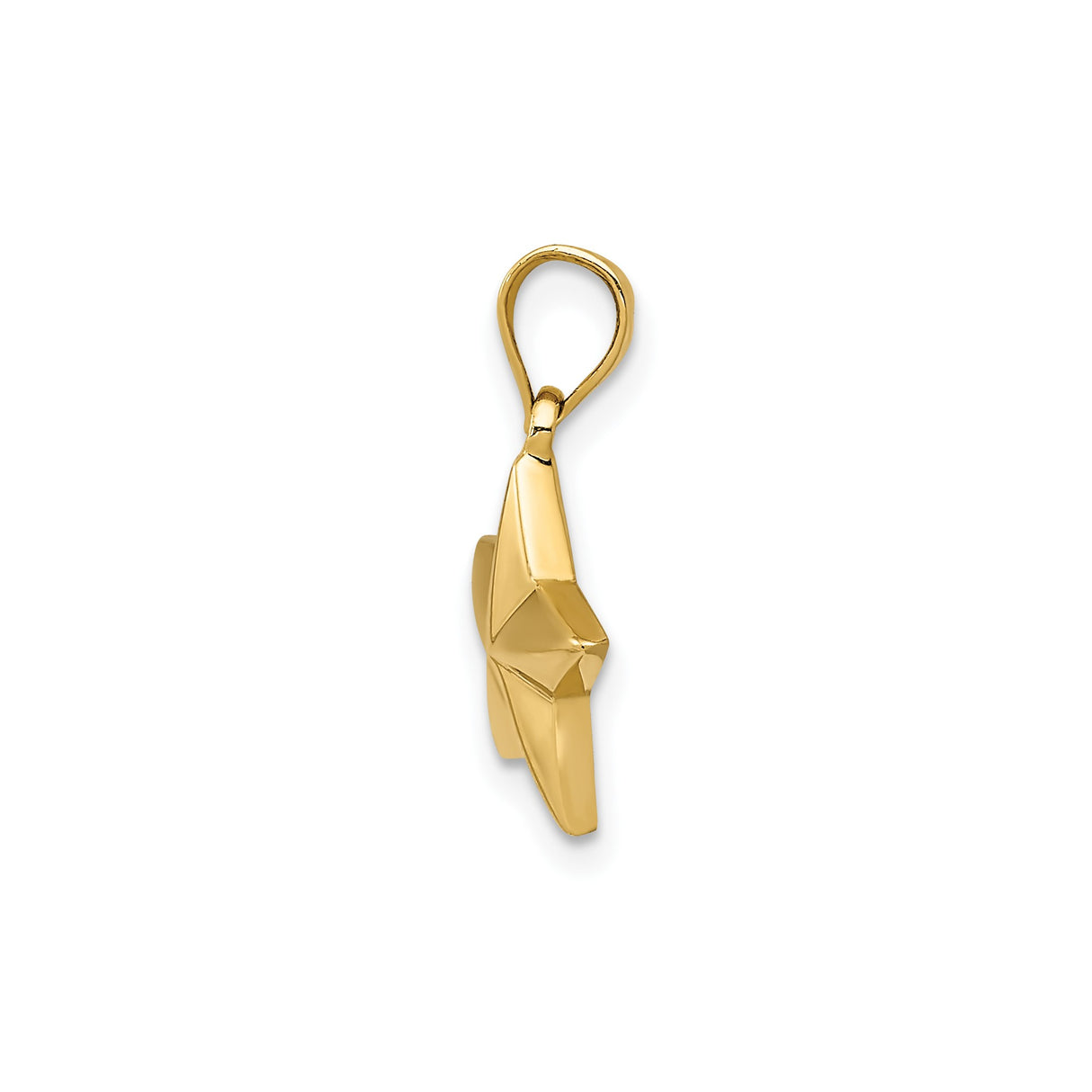 14k Yellow Gold Star Pendant Charm, Polished Five-Pointed Celestial Symbol for Women or Unisex Wear