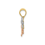14k Tri Color Gold Plumeria Pendant with Three Bloom Floral Design