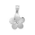 14k Multi-Tone Gold Floral Pendant with Rhodium Accents and Satin Finish