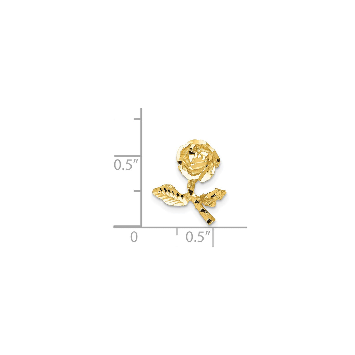 14k Yellow Gold Rose Pendant with Blooming Flower and Leaf Detail, Floral Charm Design