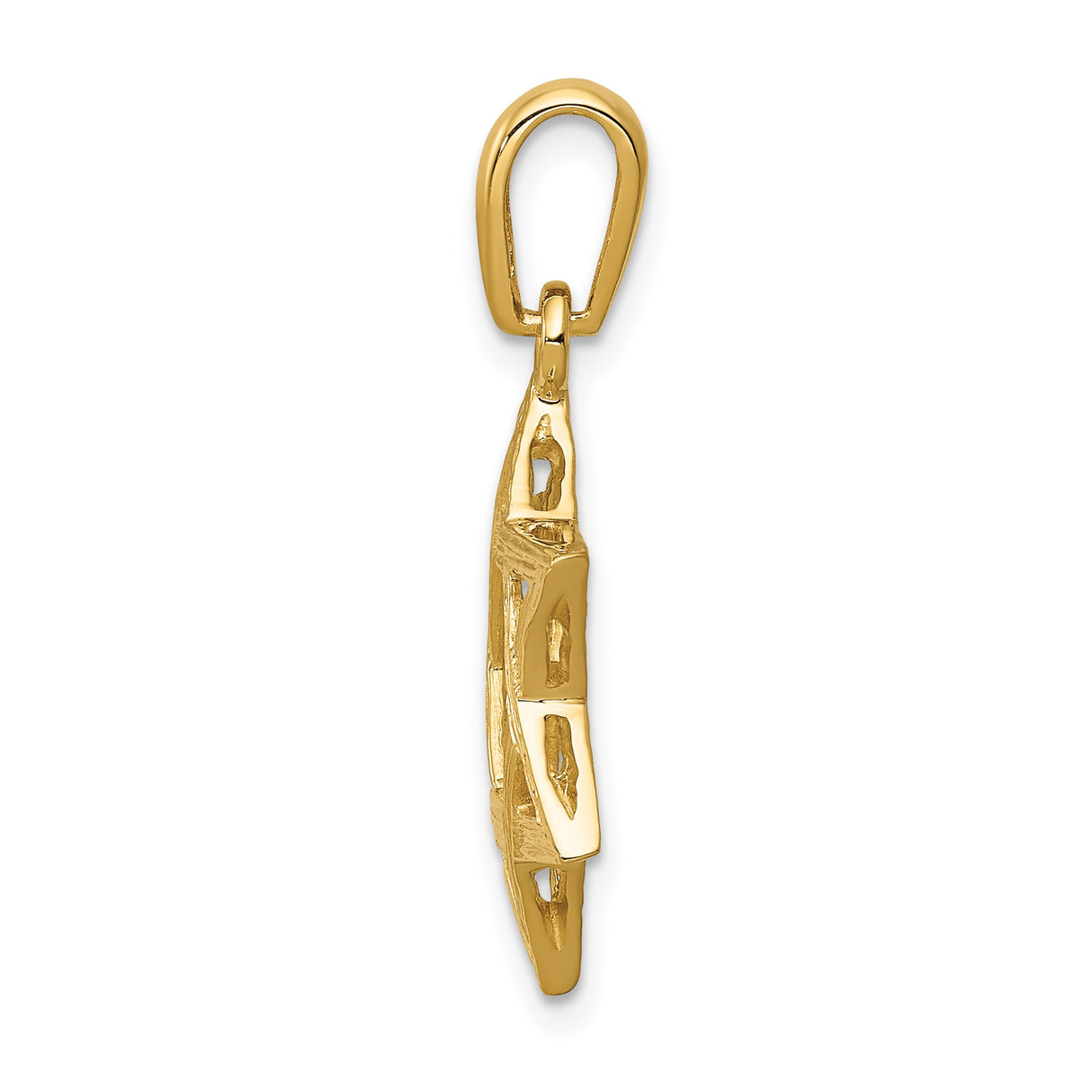 14k Yellow Gold Star of David Pendant with Textured Finish, Jewish Symbol Charm