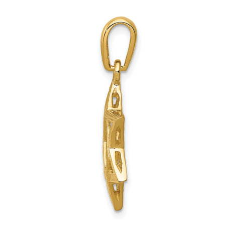 14k Yellow Gold Star of David Pendant with Textured Finish, Jewish Symbol Charm