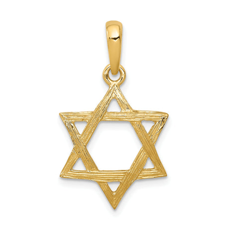 14k Yellow Gold Star of David Pendant with Textured Finish, Jewish Symbol Charm