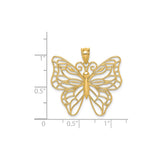 14k Yellow Gold Butterfly Pendant with Openwork Filigree Design, Nature Inspired Jewelry