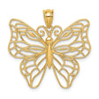14k Yellow Gold Butterfly Pendant with Openwork Filigree Design, Nature Inspired Jewelry