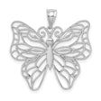 Large Polished Open Wing Butterfly Charm Pendant in Real 14k White Gold
