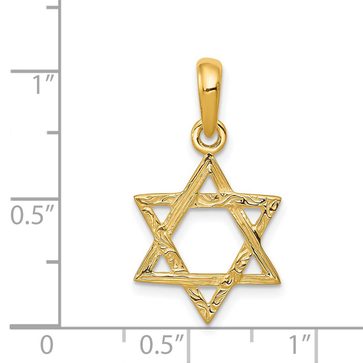 Solid Textured Star Of David Charm Pendant in Real 14k Yellow Gold