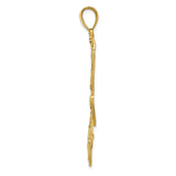 14k Multi-Tone Gold Dragonfly Pendant with Rhodium Accents and Filigree Wings