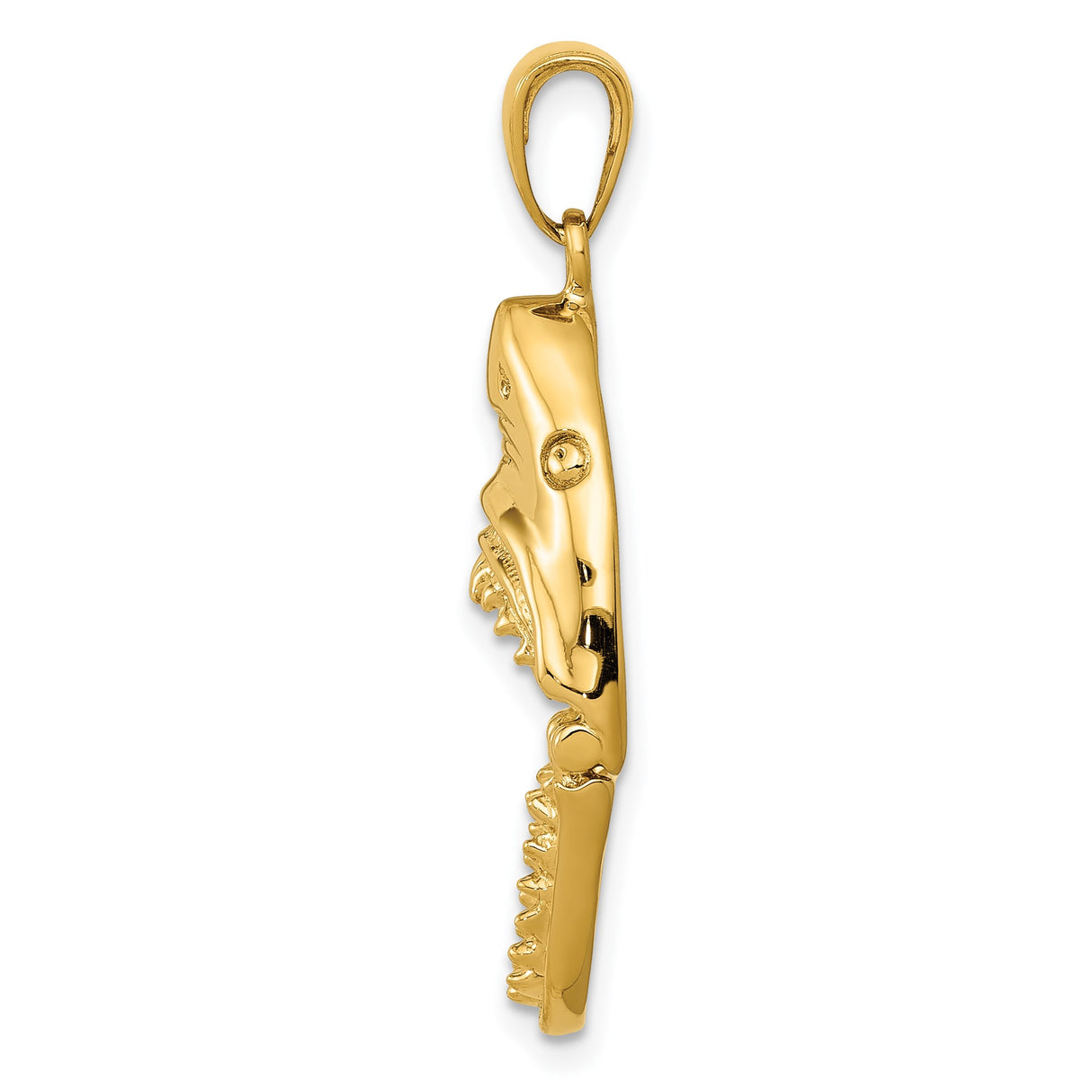 14k Yellow Gold Shark Jaw Pendant with Open Mouth Nautical Design for Men or Unisex Wear