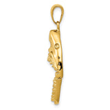 14k Yellow Gold Shark Jaw Pendant with Open Mouth Nautical Design for Men or Unisex Wear