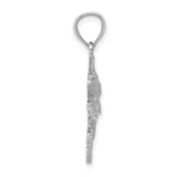 14k White Gold Leaping Bass Pendant, Realistic Fish Design, Nature Inspired Angler Jewelry