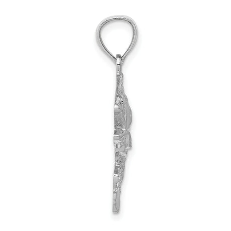 14k White Gold Leaping Bass Pendant, Realistic Fish Design, Nature Inspired Angler Jewelry