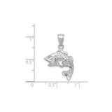 14k White Gold Leaping Bass Pendant, Realistic Fish Design, Nature Inspired Angler Jewelry