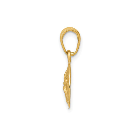 14k Yellow Gold Sand Dollar Pendant, Textured Ocean-Inspired Coastal Charm for Women
