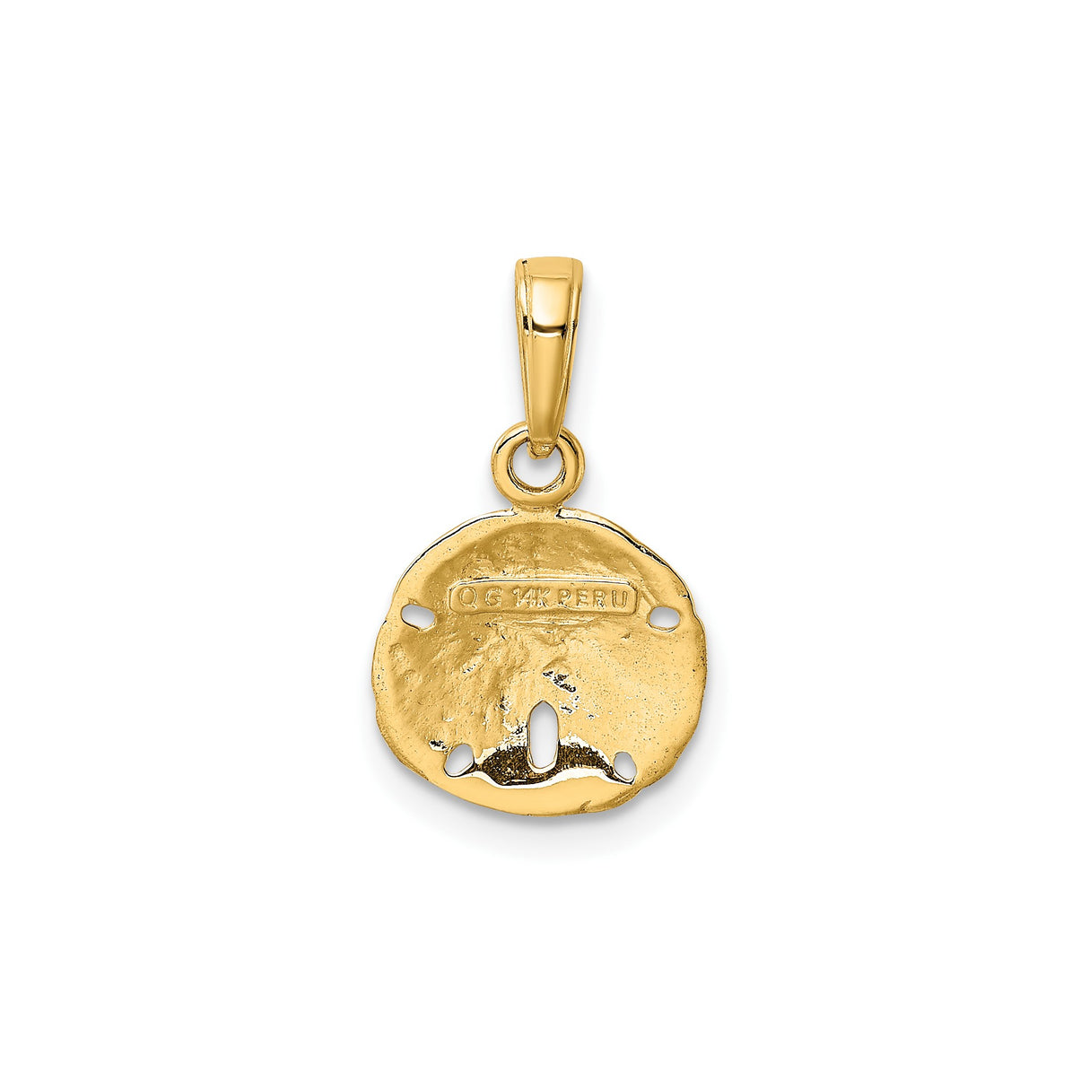 14k Yellow Gold Sand Dollar Pendant, Textured Ocean-Inspired Coastal Charm for Women