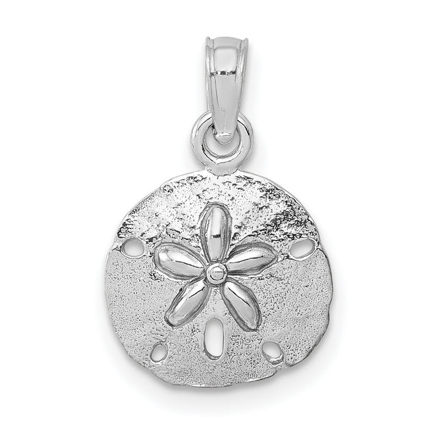 14k White Gold Sand Dollar Pendant, Nautical Ocean-Inspired Charm for Women
