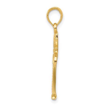 14k Yellow Gold Palm Tree Pendant, Tropical Coastal Design Charm for Women or Unisex