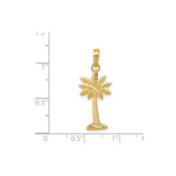 14k Yellow Gold Palm Tree Pendant, Tropical Coastal Design Charm for Women or Unisex