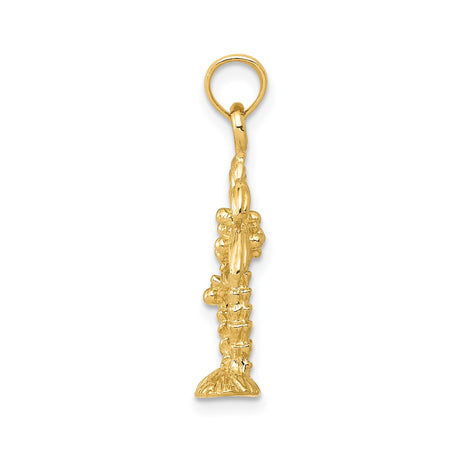 14k Yellow Gold Palm Tree Pendant with Textured Leaves and Coconut Detail, Tropical Charm