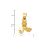 14k Yellow Gold Boat Propeller Pendant, Nautical Three-Blade Charm for Men or Unisex