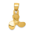 14k Yellow Gold Boat Propeller Pendant, Nautical Three-Blade Charm for Men or Unisex