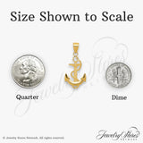 14k Yellow Gold Anchor Pendant with Caduceus and Rope Detail, Nautical Medical Charm