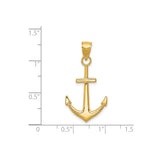 14k Yellow Gold Anchor Pendant, Polished Nautical Christian Symbol, Unisex Charm