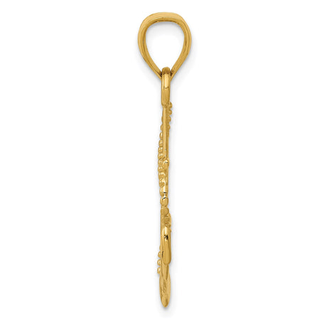 14k Yellow Gold Anchor Pendant with Rope Detail, Nautical Christian Charm for Men or Unisex