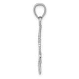 14k White Gold Anchor Pendant with Rope and Cross Design, Nautical Christian Charm