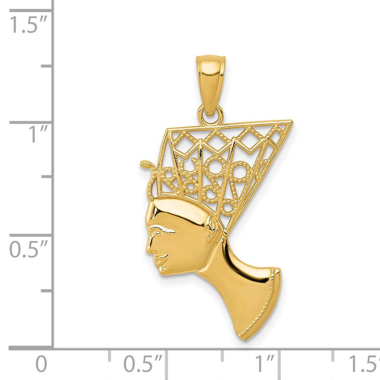 14k Yellow Gold Nefertiti Pendant, Detailed Egyptian Queen Charm, Afrocentric Jewelry for Women