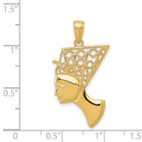 14k Yellow Gold Nefertiti Pendant, Detailed Egyptian Queen Charm, Afrocentric Jewelry for Women