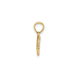 14k Yellow Gold Pendant with Heart and Palm Tree Design, I Love Cancun Travel Charm