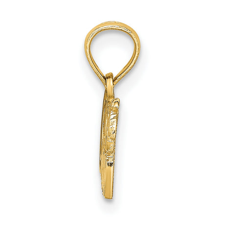 14k Yellow Gold Pendant with Heart and Palm Tree Design, I Love Cancun Travel Charm