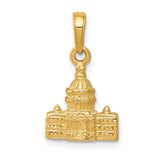 14k Yellow Gold Capitol Building Pendant, Detailed Patriotic Charm, Unisex DC Architecture Jewelry