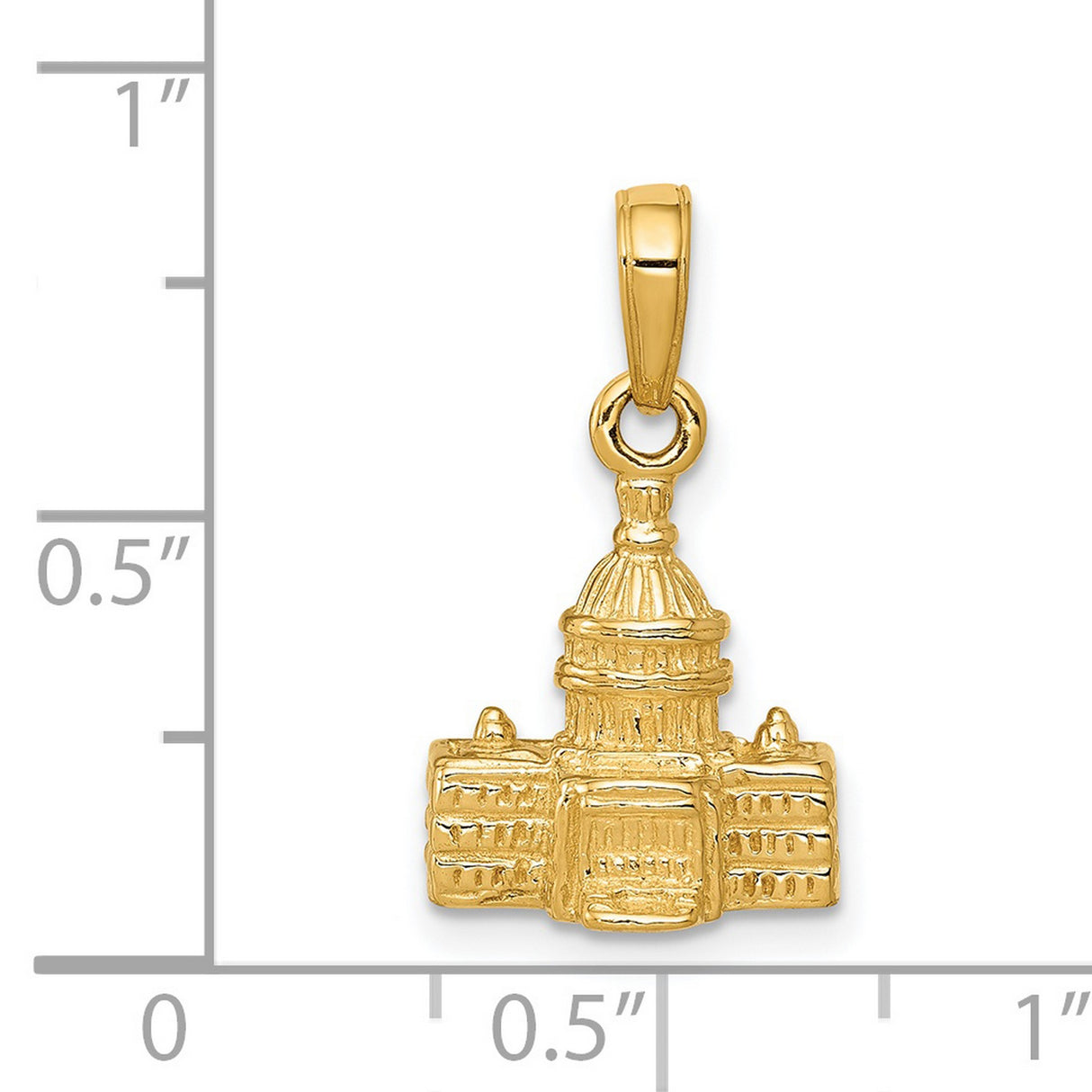14k Yellow Gold Capitol Building Pendant, Detailed Patriotic Charm, Unisex DC Architecture Jewelry