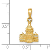 14k Yellow Gold Capitol Building Pendant, Detailed Patriotic Charm, Unisex DC Architecture Jewelry