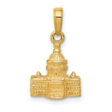 14k Yellow Gold Capitol Building Pendant, Detailed Patriotic Charm, Unisex DC Architecture Jewelry