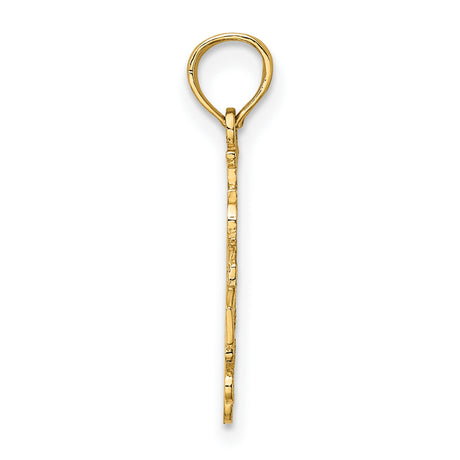 14k Yellow Gold Las Vegas Pendant with Dice, Playful Script Design, Unisex Charm