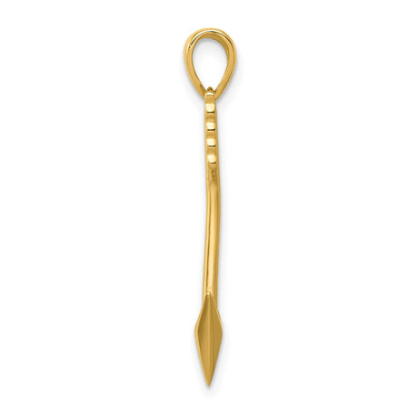 14k Yellow Gold Arrow Pendant, Minimalist Feather Design Symbolizing Direction and Strength
