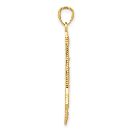 14k Yellow Gold Pendant, Bow and Arrow Sagittarius Zodiac Charm, Unisex Archer Jewelry