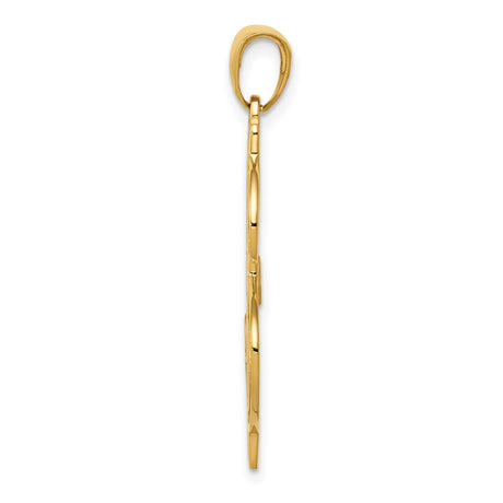 14k Yellow Gold Dollar Sign Pendant, Polished and Textured Statement Charm, Hip Hop Streetwear Style
