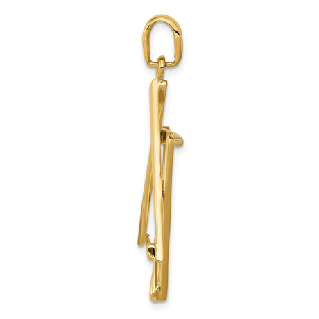 14k Yellow Gold Star of David Pendant, Polished Openwork Jewish Religious Charm