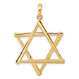 14k Yellow Gold Star of David Pendant, Polished Openwork Jewish Religious Charm
